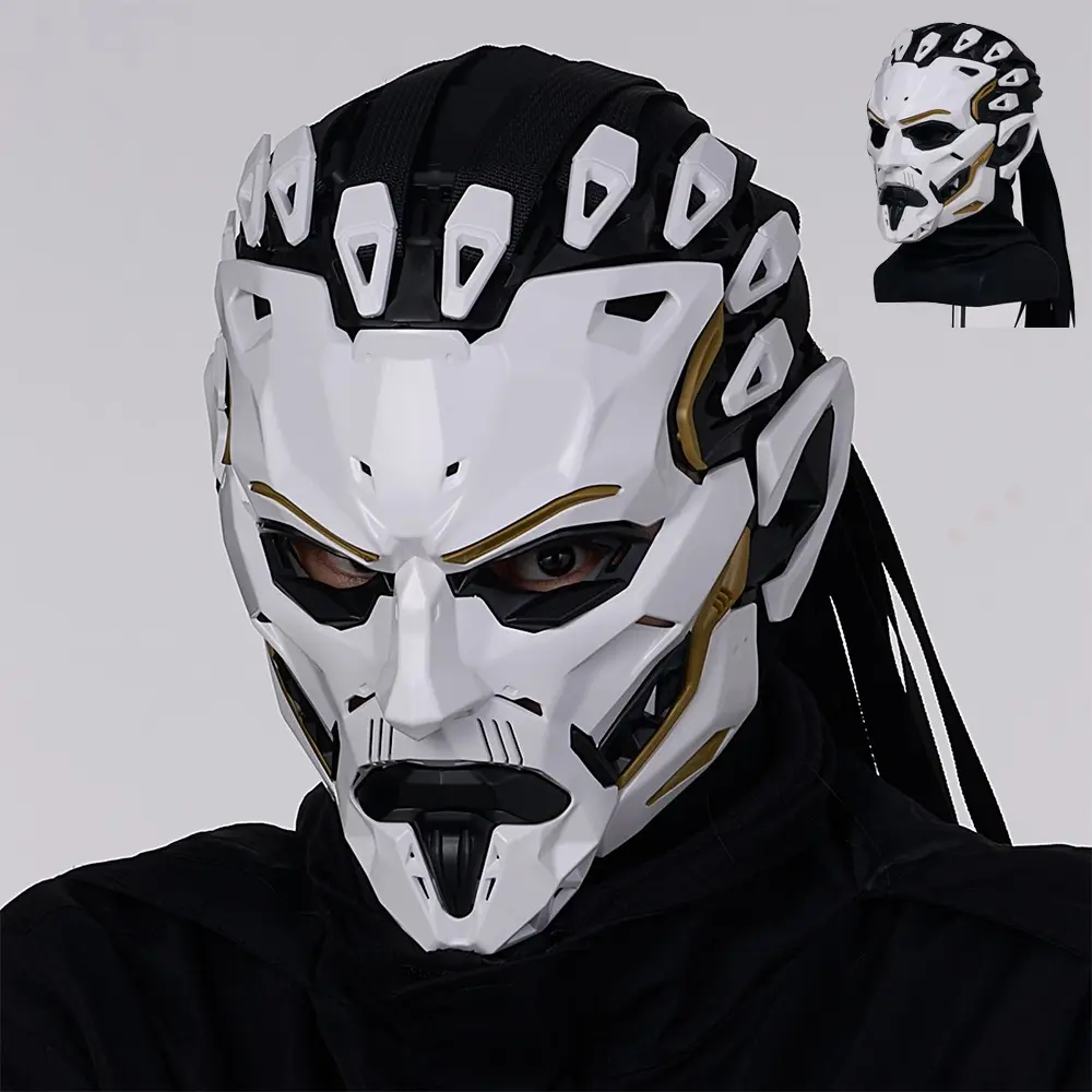 Cyberpunk Mech Mask, Cool Mask for Halloween Parties, Party Event Props, Comic Exhibition Props, Futuristic Tech Cosplay Costume Accessory, Full-Face Design