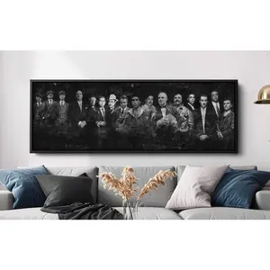 KHUBAWORLDWIDEASSOCIATION Stunning Panoramic Multi Gangster Wall Art Unframed Poster Capturing Iconic Mafia Bosses And Movies