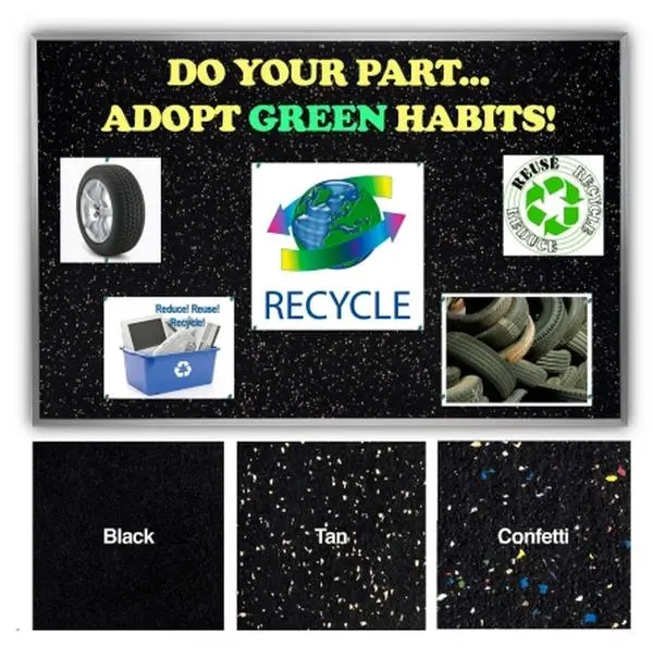Ghent ATR23-BK 2'x3' Eco-Friendly Durable Aluminum Frame Tackboard - Self-Healing Textured Surface, 90% Recycled Rubber, 10-Year Guarantee, Pass Any Green Standard, Preserve Planet, Black