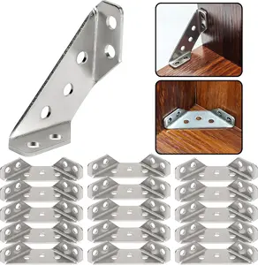 20PCS Universal Stainless Steel Furniture Corner Connector, Furniture Corner Braces Angle Corne Brackets for Wood Furniture Cabinet Table Wall