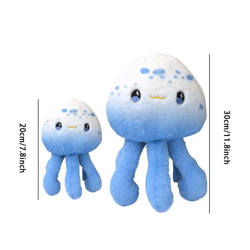Kawaii Blue White Jellyfish Stuffed Toy - Unisex Stress Relief Plush, Cute Collectibles, House Decoration Gift