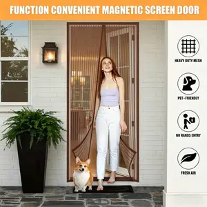 No-Drill Mesh Door Curtain, Screen Door Mesh, Automatic Closure, Pet Safe, Windproof, Mosquito Barrier, Summer Fly Prevention, Home Decor
