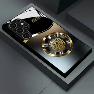 Gold and Black Gradient Dragon Design Tempered Glass Phone Case, Suitable for Samsung Galaxy S25/S25 Plus/S25 Ultra/S24/S24 FE/S24 Plus/S24 Ultra/S23/S23 FE/S23+/S23 Ultra/S22/S22+/S22 Ultra/S21/S21+/S21 Ultra/S20/S20+/S20 FE/S20 Ultra/A72/A55/A54/A53/A52