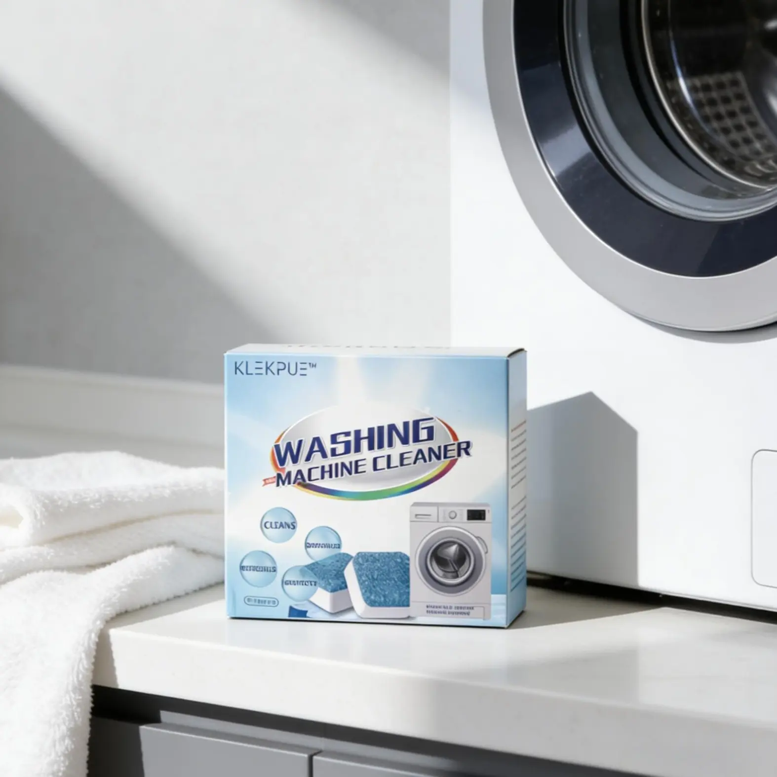 Washing Machine Cleaner Tablets - 12 Tablets/1 Box Solid Cleaner, Eco-Friendly Effervescent Floral Tablets with Active Enzymes, Anti-Bacterial Odour Control for Front & Top Loader Washers, 24 Months Shelf Life