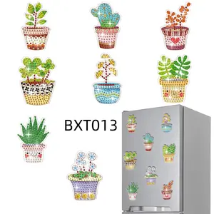 DIY Diamond Art Painting Kit Magnet, 8 Counts/set Potted Plant & Butterfly & Fairy Pattern Diamond Paint Magnet Kit, DIY Decorative Refrigerator Magnet Sticker for Home & Office, Diamond Painting Kits