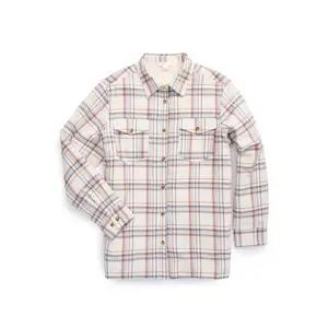 Women's Ely Walker Plaid Flannel Shacket with Sherpa Lining Women's Plaid Flannel Button-Down Shacket