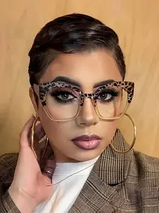 1pc Women's Vintage Simple Versatile Fashion Leopard Pattern Eyeglasses Frame, Reduce Eye Fatigue When Using Computers and Devices, 1pc