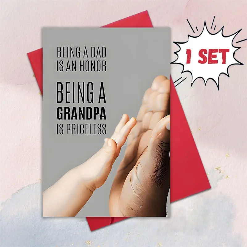 Grandpa Greeting Card, Sentimental Grandfather Appreciation Card, Being A Grandpa Is Priceless Card, Baby Handprint Grandpa Art Card, Family Bond Keepsake Card
