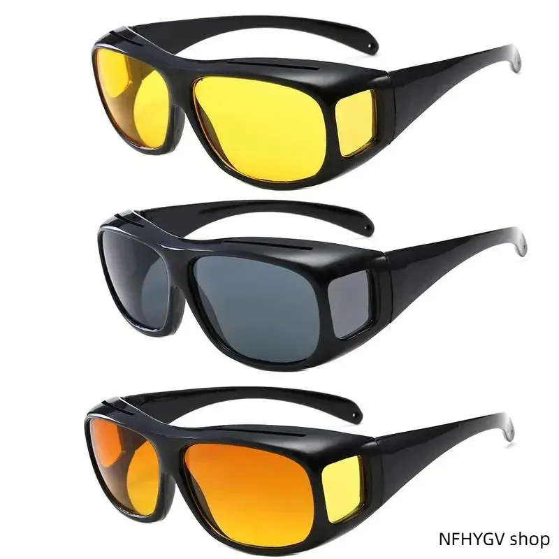 Three Pack Unisex Driving Sunglasses Night Vision Uv Protective Anti Glare Eyewear Comfortable Eye Shades for Daytime Nighttime City Commute Long Highway Driving And Daily Road Travel Use