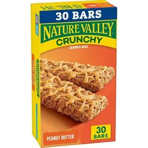 Crunchy Peanut Butter Granola Bars 30 Count | Crispy Oats Snack Bars | 15 Pouches Family Pack 22.35 Oz