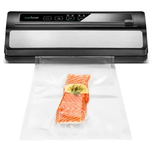 NutriChef Automatic Food Vacuum Sealer for Meal Prep & Food Storage | 110W Powerful Suction, 120V, 12L/min Air Sealing System, Dry & Moist Modes, Built-in Cutter, LED Touch Control, Includes Bags, Roll & Hose - Kitchen Appliance