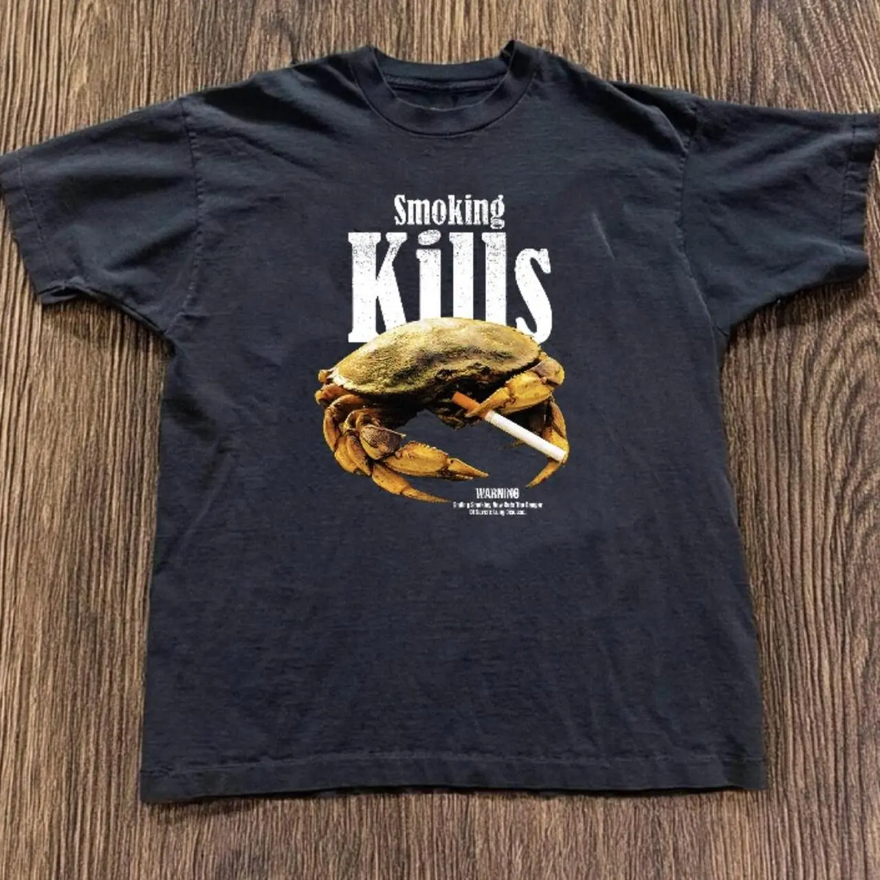 Gildan Smoking Kills Crab Gildan T-Shirt, Fish And A Man In A Suit. Tees Gildan T-Shirt, Unisex Vintage Graphic Tees Gothic Grunge Y2K Emo Scene Amity Affliction Style Clothes Men Women Streetwear