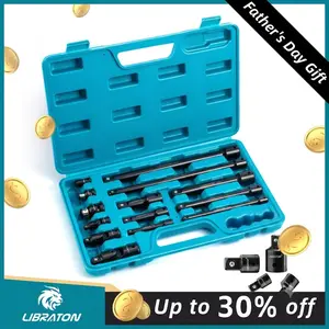 【Fathersdaygift】LIBRATON Socket Extension Set, Ratchet Extension Set, Extension Set 18PCs, Impact Extension Set, Socket Adapters, Swivel Sockets, Professional Drive Socket Accessories, 1/4 3/8 1/2