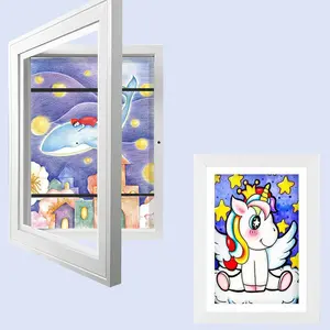 2-Pack Magnetic Flip Cover Photo Frame - 8.5x11 Creative Children's Art Display Picture Frame, Wall Hanging Photo Frame, Front-Opening Changeable Picture Wooden Framed for Wall and Tabletop Display, Kids Artwork Display Photo Frame Decoration, Home Decor