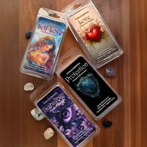 UnaLunaMoona Intention Wax Melts - Soy Wax with Herbal & Crystal Infusions - 5.5" x 2.6" x 1.2" - Non-Toxic, Ritual Charged Wax Melts for Manifestation and Aroma - Decor, Scent, Candles, Nature, Fragrance, Gift Scented Freshener