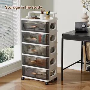 Transparent Drawer Storage Cabinet, 35cm*25cm/45cm*29cm, Multi-Layer Plastic Organizer, Mobile with Wheels, Space-Saving, Durable Design