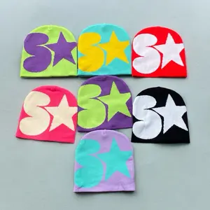 5 Star Beanies, Fall & Winter Outdoor Knitting Warm Hat for Men & Women, Fitted Hat, Daily Clothing Decor