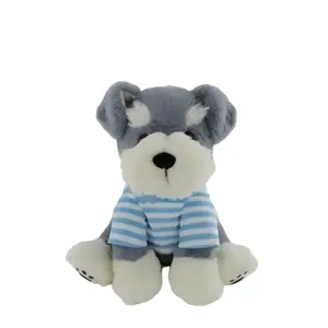 Cute Schnauzer Sitting Plush Toy with Outfit – Soft Stuffed Dog Doll, Adorable Collectible Gift