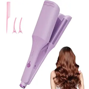 32MM French Wave Curling Iron 30W Power 2 Barrels Adjustable Temp Silicone Cover Auto-Off Safety Lock Fast Heating 30 Secs Ideal for All Hair Types Hollywood Wave Styling Set Adjustable French Silicone