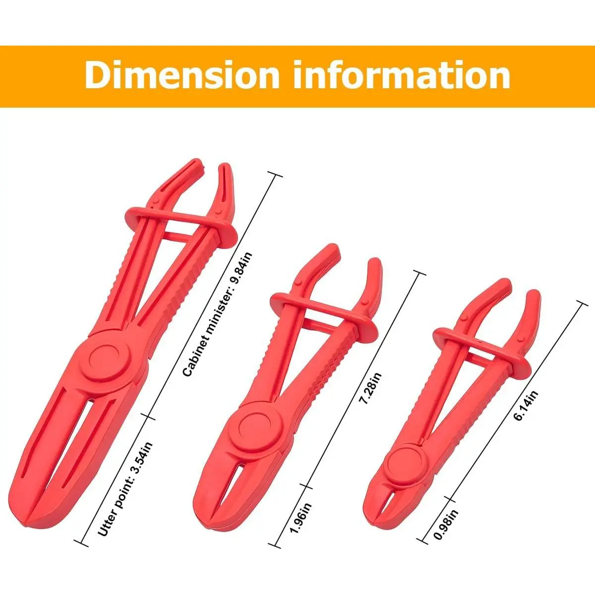 6Pcs 3 Size Metal Hose Clamp Kit with Red Plastic Hose Cutting Pliers, Adjustable Pipe Fastener for Automotive Radiator Coolant Gas Fluid Hoses