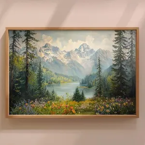 [ SALE UP TO 45% ] Pacific Northwest Mountain Wildflowers Landscape Painting, Vintage Landscape Art Print, Washington Wall Art, Botanical Art Poster