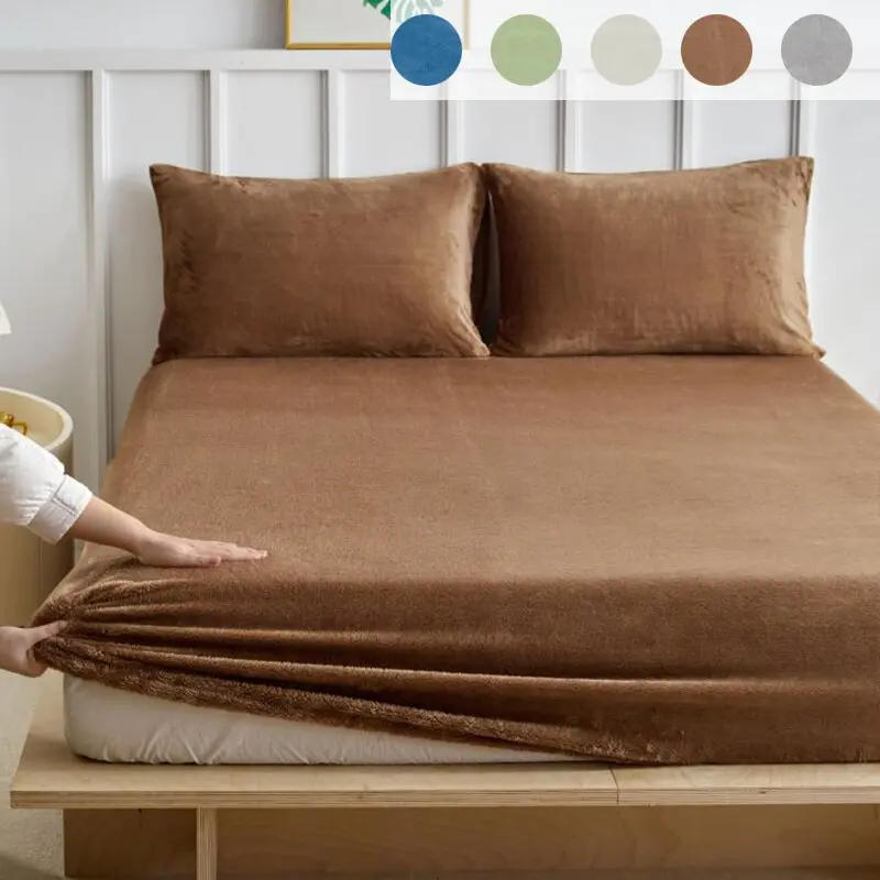 King Queen Size Bed Sheet Set, Soft Breathable Warm Fabric, Deep Pocket Fitted Sheets, No Print Design, Breathable Durable Sheets