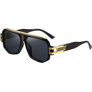 Retro Polarized  Sunglasses Men Women  Square Metal Designer Style 80s Shades Eyewear