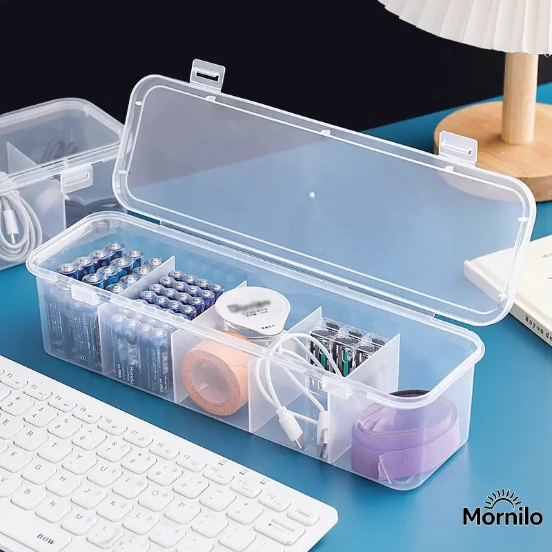 1PC Large Capacity Cable Management Box with Lid, 5-Compartment Cord Organizer for Desk Setup, Home Organization & Office Storage, Wire Management Box, Desktop Cable Organizer, Desk Accessories, Workspace Essentials, Dorm Room & Home Office Organizer