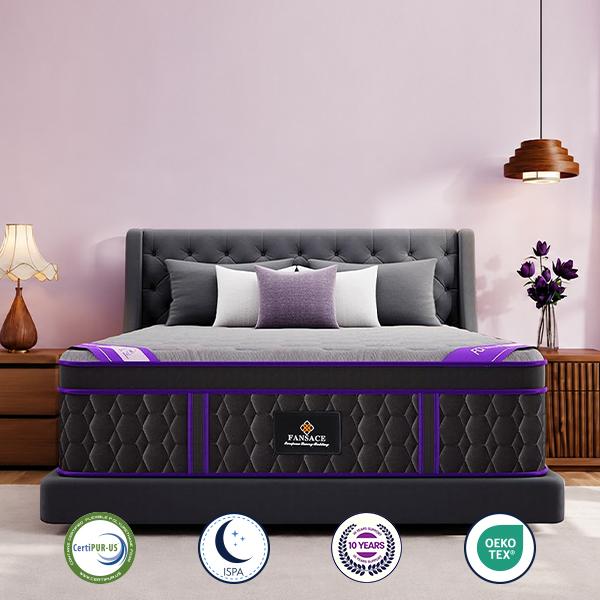 FANSACE 12/14/16 inch Luxury Hotel Hybrid Mattress,Twin/Full/Queen/King/California King Size,Mattress in a Box,2026 Upgraded,Medium Firm,Lumbar Support,Fiberglass Free Interior Cover,CertiPUR-US,Euro Top Design,Cooling-Gel Memory Foam & Pocket Springs, Am