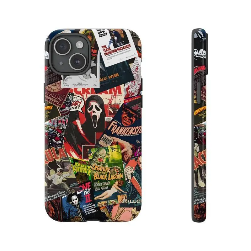 Scream Ghostface & Vintage Horror Halloween TPU Smartphone Protector Case - Premium Matte Casing, Shockproof Safety, Anti-Fingerprint, Durable, Scratch-Resistant, Precise Cutouts for iPhone 12-17 (Pro Max, Pro Plus), Samsung S22-25 Handheld Devices