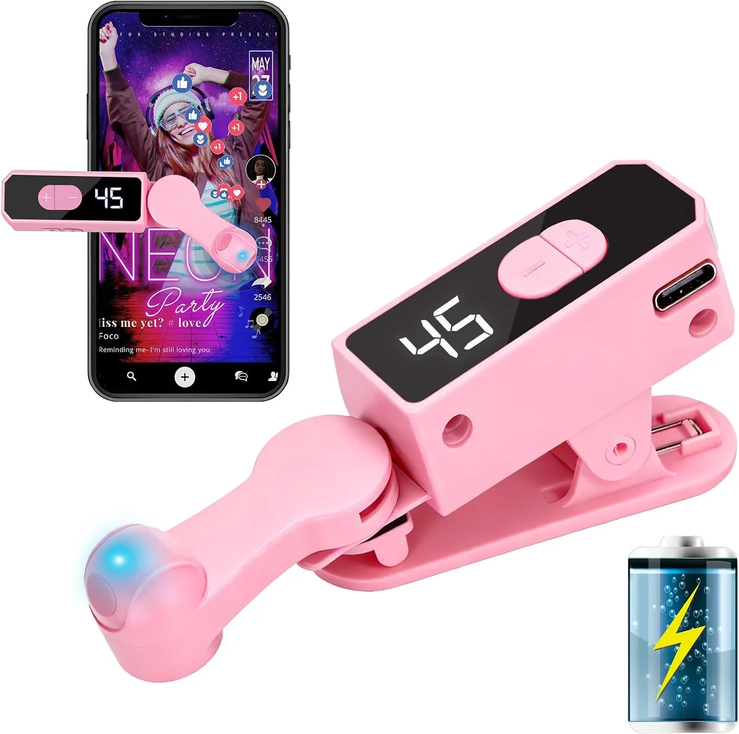 Handy Portable Auto Clicker Accessories - Built-in Long-Lasting Battery, Hands-Free Silent Operation, Compatible with iPhone, iPad, Android, for TikTok Live, Gaming (Pink)