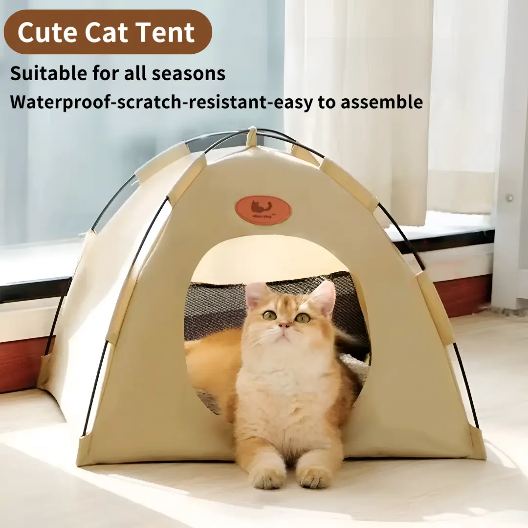 Easy Setup Pet Tent for Small Dogs Cats - Cozy Cat House with Removable Mat | Collapsible Nest for Backpacking Road Trip Picnic | Ideal Birthday Gift for Pet Parents with Carrying Bag Pet Bed Waterproof Fabric