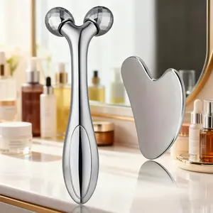 1/2 3D facial roller massager scraping plate metal skin care roller, Face Care Tool, portable size, suitable for face, neck and mandibular line