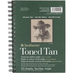 400 Series Sketch Pad, Toned Tan, 5.5x8.5 inch, 50 Sheets - Artist Sketchbook for Drawing, Illustration, Art Class Students