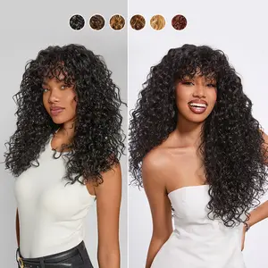 [Blend] Frodio Veralux™ Blend Human Hair Curly Wig With Bangs- Effortless Shaggy Waves Big Hair Curly Hair Wig Ready To Wear