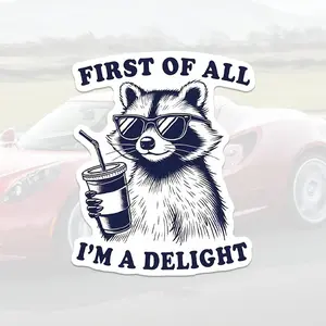 Cartoon Raccoon Pattern Car Sticker, Car Decals, Funny Waterproof Self Adhesive Decorative Sticker, Car Exterior Decoration Accessories for Car Window, Helmet, Laptop, Cup