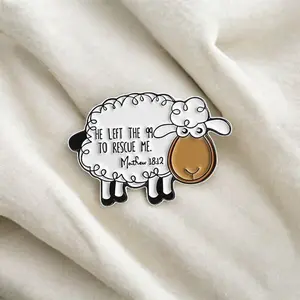 He Left the 99 to Rescue Me Funny Enamel Pin – Christian Sheep Lapel Pin, Faith-Based Gift, Matthew 18:12 Accessory