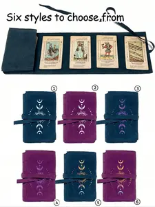 Velvet Tarot Deck Organizer, Printed With Sun Moon Pattern, - Purple Sequins And Colorful Gradients, With Drawstring Closure, Soft Fabric Protective Cover, Portable Bag, Card Holder, Suitable For Storing Cards And Small Items Tarot Card Holder