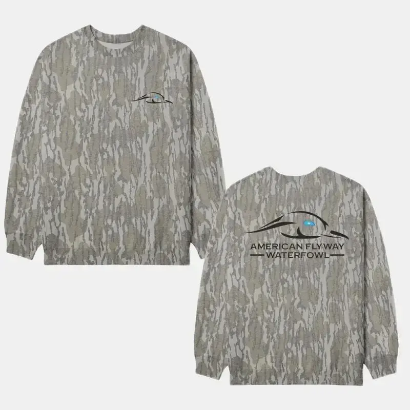 [Full Size S-5XL] Washed Out BOTTOMLAND Grinder Series Solid Men’s Tibbee Flex Camo Sweatshirt, Hoodie with Tree Print, Long Sleeve Outdoor Hunting Pullover Hooded, Soft & Durable Camouflage Sweatshirt, Hoodie, Gift for Men