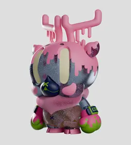 Kaleidos Creative - "King Deer" - DCON Exclusive - 8in. Limited Edition - Collectible Figurine - Translucent Body - Glitter Infused - Flocked D's inside - Bubblegum Coloring
