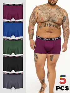 Men's Plus Size Briefs, Fashionable Waistband Design, Mid-Waist Breathable Underwear, Comfortable Elasticity, Gym & Casual Wear