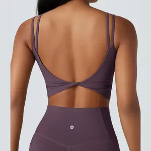 Halara UltraSculpt™ Double Straps Twisted Backless Cropped Yoga Tank Top