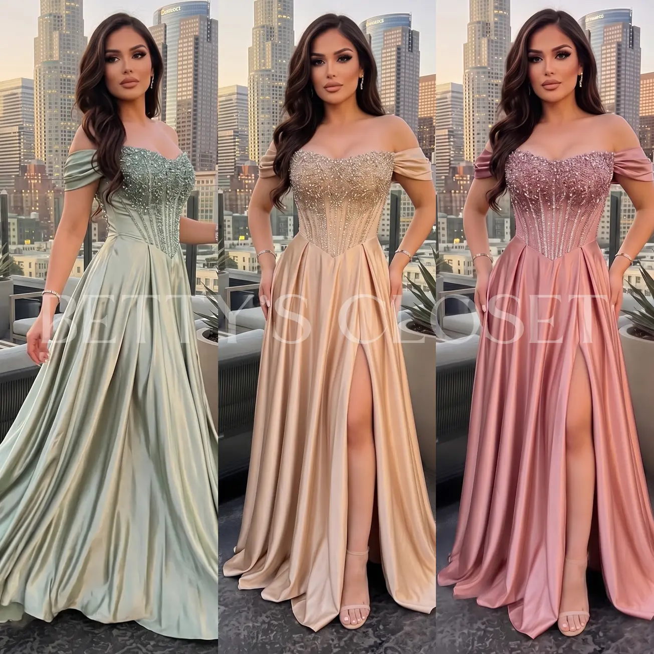 Mayve Off Shoulder A-Line Embellished Gown