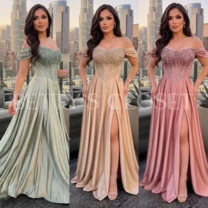Mayve Off Shoulder A-Line Embellished Dress