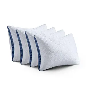 YHOERR Bed Pillows Standard Size Set of 4, Hotel Cooling Down Alternative Gusseted Pillows for Side, Back, or Stomach Sleepers, Navy