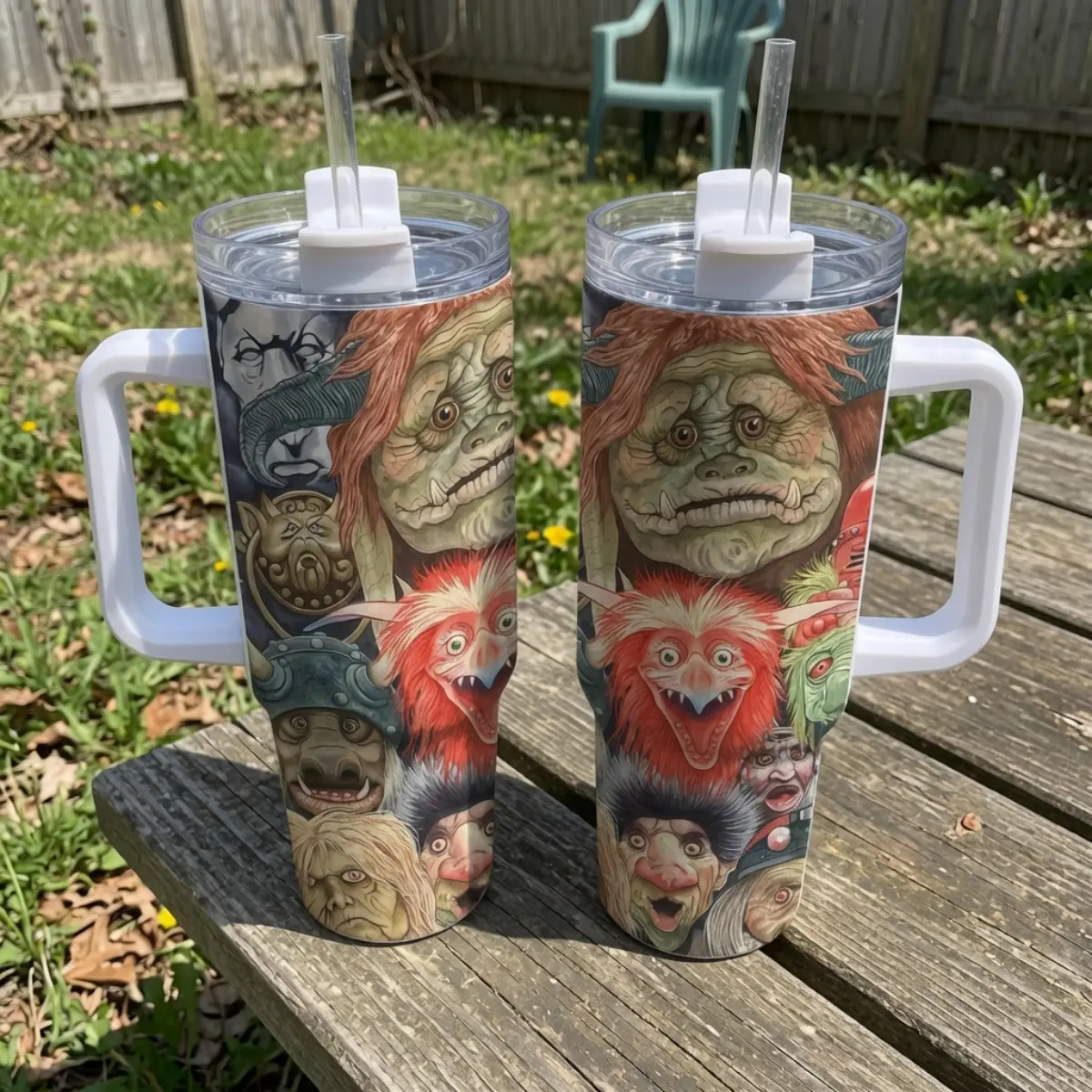Labyrinth Movie Inspired 40oz Insulated Travel Tumbler Stainless Steel Mug with Handle and Straw Leak Proof Vacuum Thermal Cup Keeps Drinks Hot 12H Cold 24H Fan Gift, 20oz Double Wall Water Cup for Back to School, Cute Drinkware, Gift For Boys & Girls