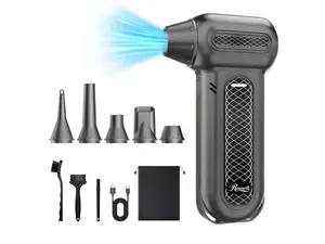 Rosewill Electric Air Duster - 130,000 RPM Super Power Cordless Compressed with Turbo Mode, 4-Gear Adjustable Mini Blower with Fast Charging, Inflation and Suction, Dust Blower for Computer, Keyboard - Black