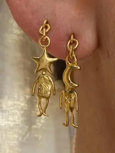 Vintage Star Moon Earrings, Simple Creative Personalized Women's Party Vacation Metal Earrings, Jewelry Accessories, Trendy Jewelry, Retro Design Ear Studs Valentine's Day Mother's Day, Anniversary Gift Daily Vacation Gift, Trendy Fashionable Accessories