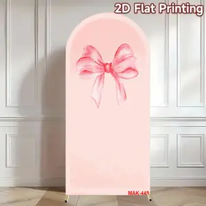 Elegant Pink Bow Arch Backdrop Double-Sided Spandex for Girl Birthday Party Baby Shower Decor Background Party Decorations Banners