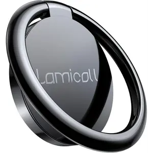 Phone Ring Holder Stand - Phone Finger Gip Kickstand, 360° Rotation Polished Metal Grip for Magnetic Car Mount, Compatible with iPhone 16/15/14 Pro Max, Android Smartphone Accessories